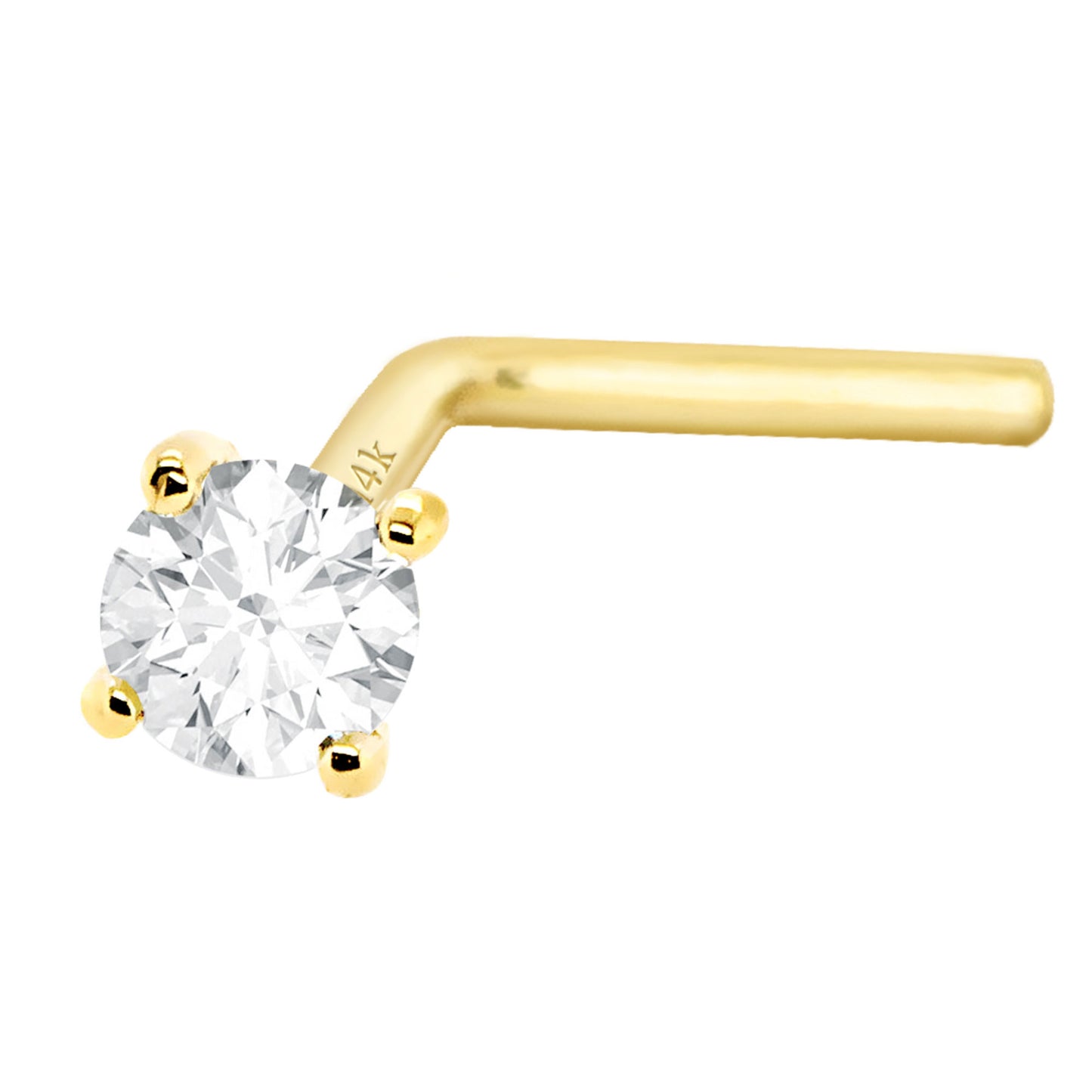 Jewelry Avalanche Diamond L-shape Nose Stud 20G Solid 14K Gold L-bend Nose Ring Stud