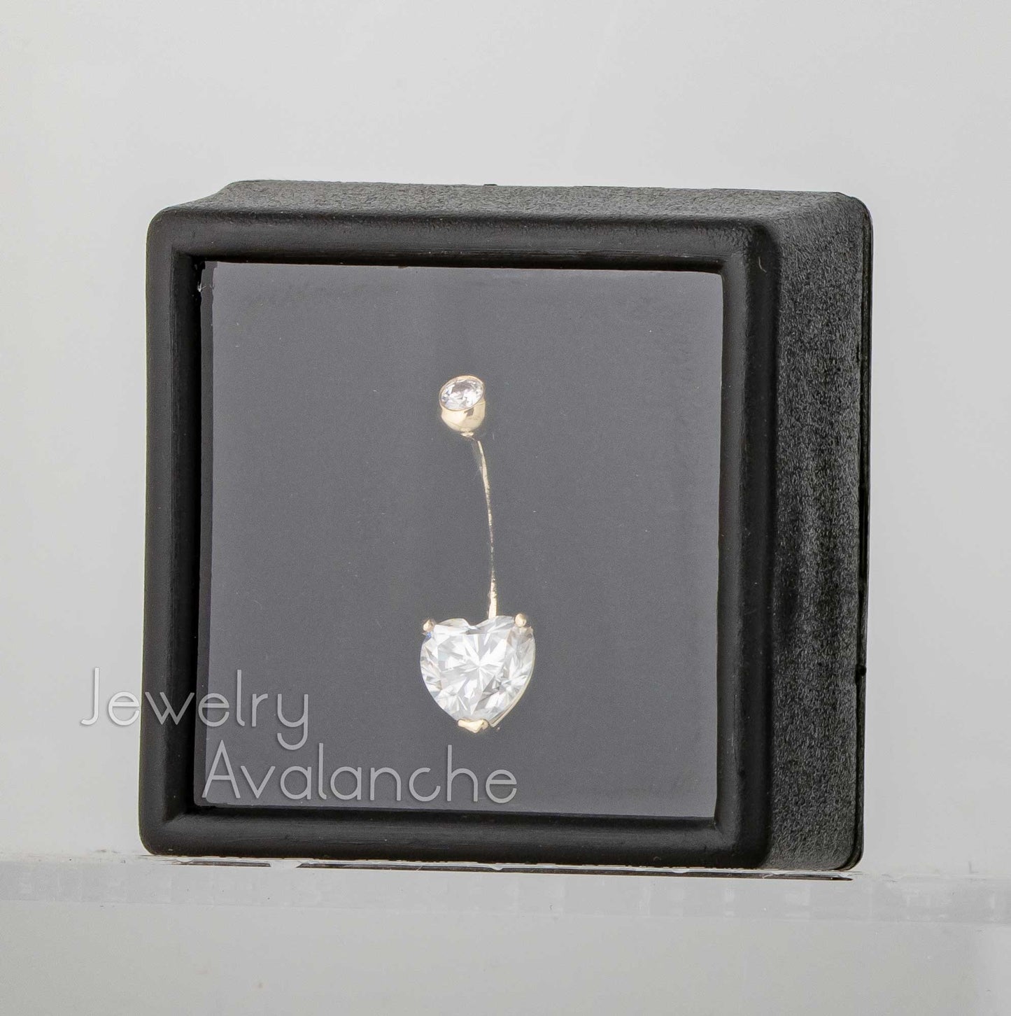 Jewelry Avalanche Women's 14K Gold Moissanite Heart Belly Button Ring 14G