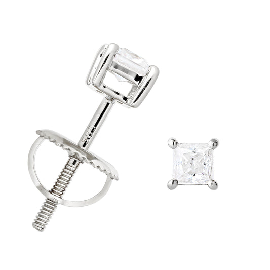 Jewelry Avalanche 14K Gold Princess Cut Moissanite Solitaire Stud Earrings