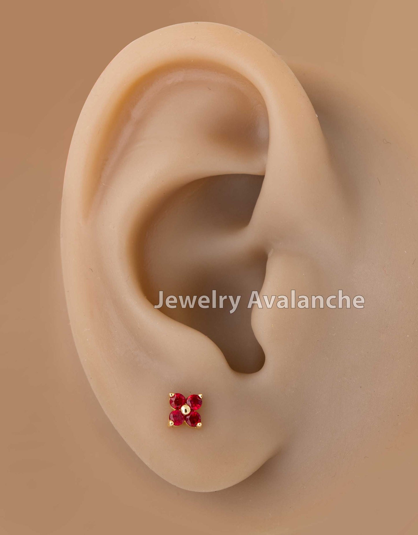 Jewelry Avalanche Womens 14K Gold 0.24ctw Ruby 4-Stone Stud Earrings