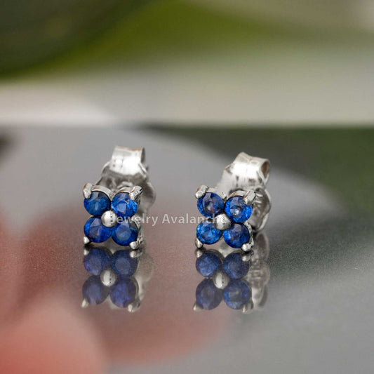 Jewelry Avalanche Women's 14K Gold 0.24ctw Blue Sapphire 4-Stone Stud Earrings