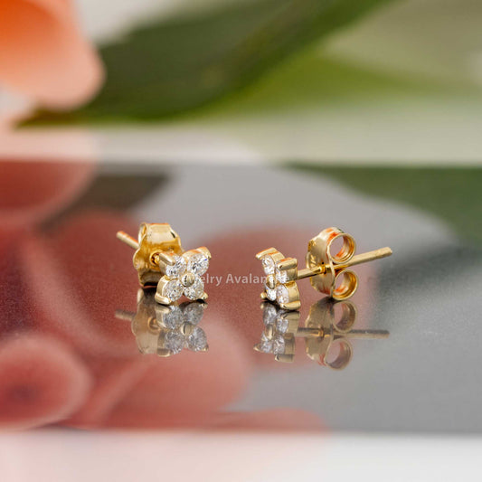 Jewelry Avalanche Womens 14K Gold 4-Stone 0.24 ctw Diamond Stud Earrings