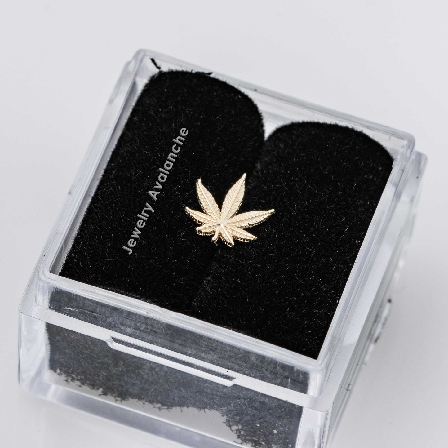 Jewelry Avalanche Solid 14K Gold Marijuana Leaf Labret Stud, Helix, Tragus, 8mm Post, Internally Threaded, Flat Back,