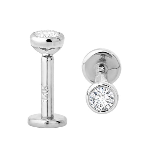 Jewelry Avalanche Unisex 14K Gold Bezel Set 2.5mm Diamond Labret Studs, Monroe, Lip Ring, 16G