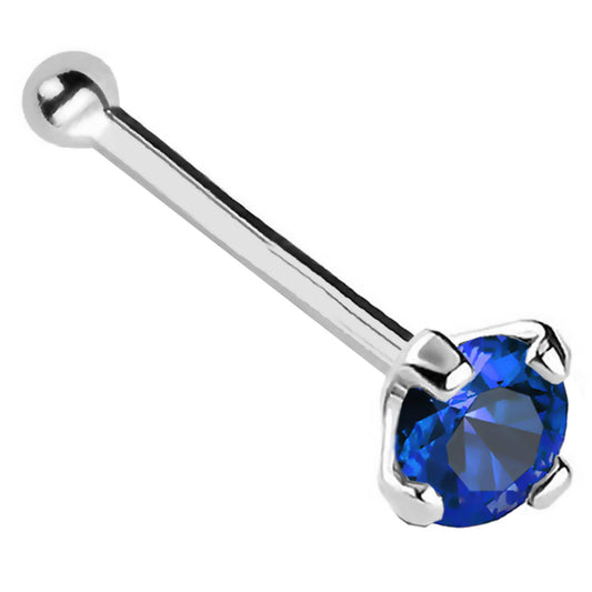 Jewelry Avalanche 22G 14K Gold Ball-end Nose Stud with Blue Sapphire Gemstone