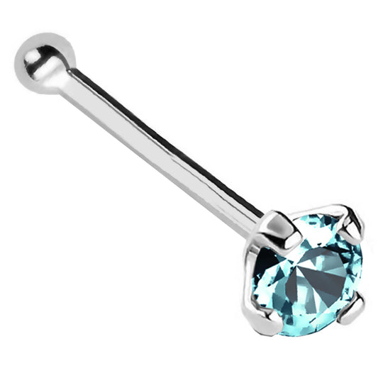 Jewelry Avalanche 22G 14K Gold Ball-end Nose Stud with Blue Topaz Gemstone
