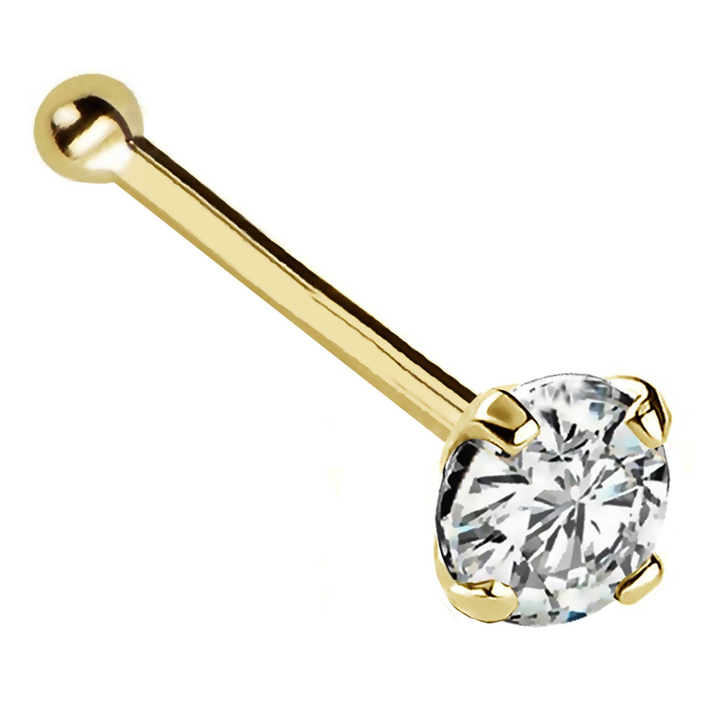 Jewelry Avalanche 22G 14K Gold Ball-end Nose Stud with Diamond