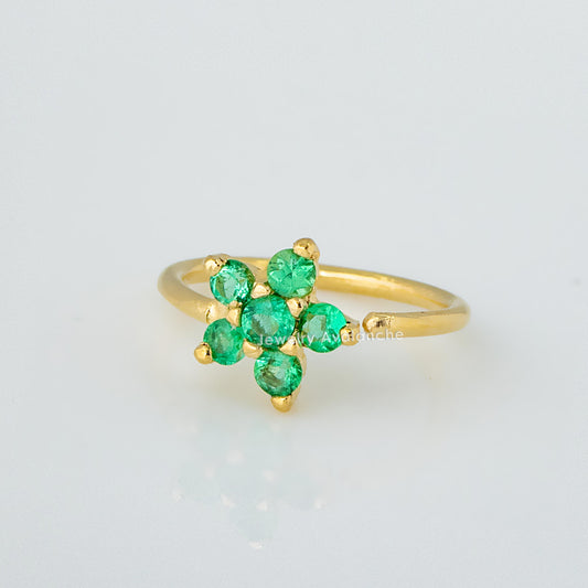 Jewelry Avalanche Ladies 20G 14K Gold Emerald Flower Nose Hoop Ring, 5/16"(8mm)