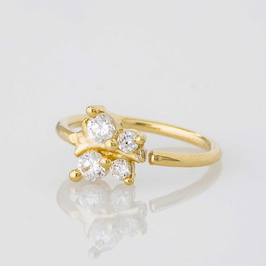 Jewelry Avalanche 14K Gold Butterfly Nose Hoop with 4 CZ Stones – 20G Twist Open Nose Ring