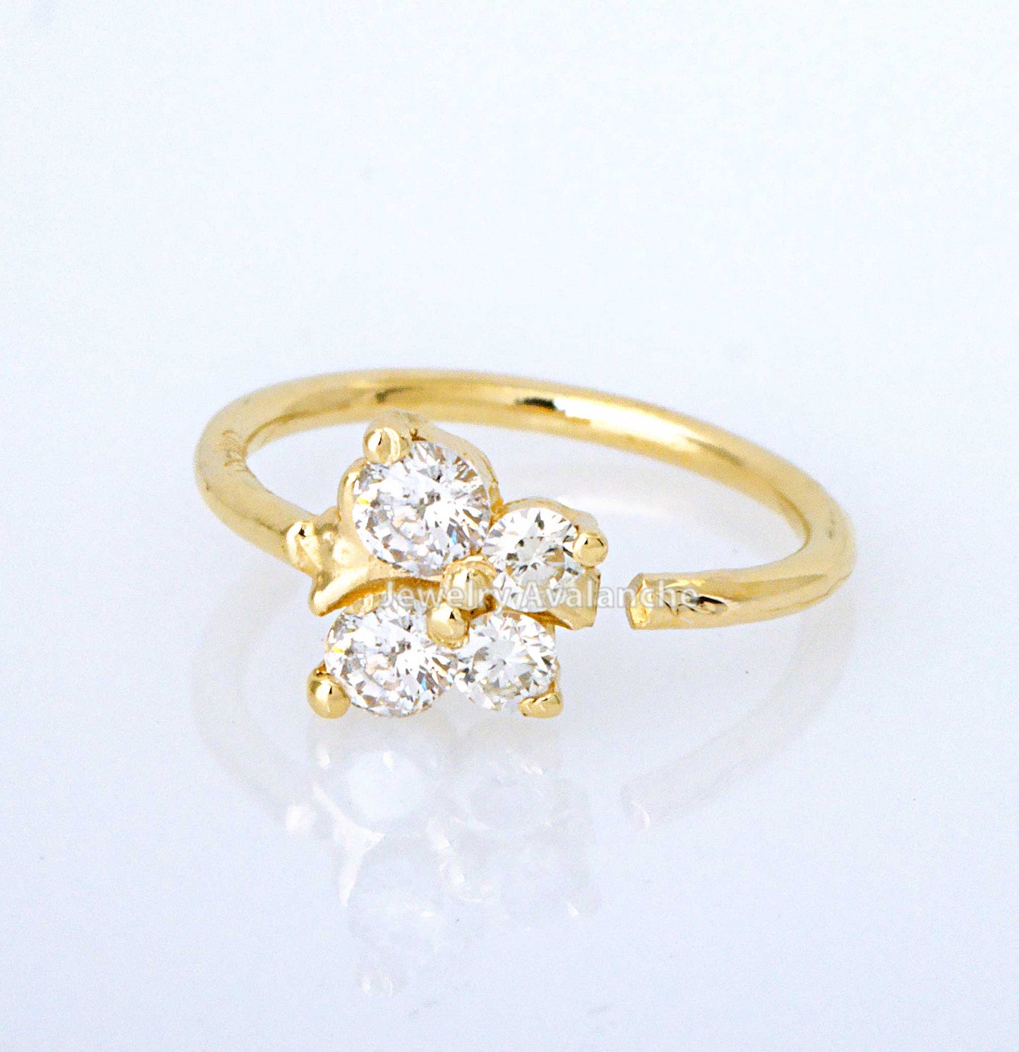 Jewelry Avalanche 20G Ladies 14K Gold Butterfly Nose Hoop, 0.11 ctw Diamond, Twist-open, 5/16"(8mm)