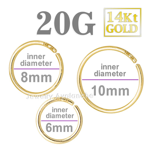 Jewelry Avalanche 20G 14K Yellow Gold Seamless Nose Hoop Ring, Twist-open Ring