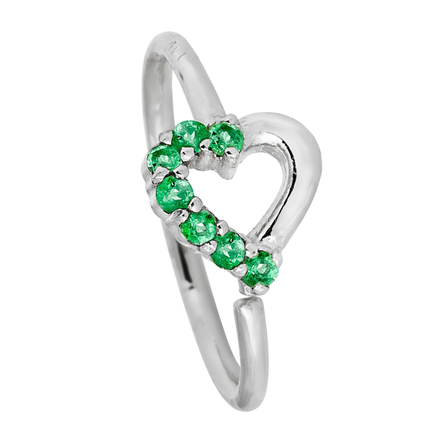 Jewelry Avalanche Ladies 14K Gold Emerald Heart Nose Hoop Ring, 20G, 8mm