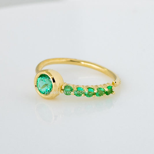 Jewelry Avalanche Ladies 20G 14K Gold Bezel Emerald Nose Hoop Ring, 5/16"(8mm)