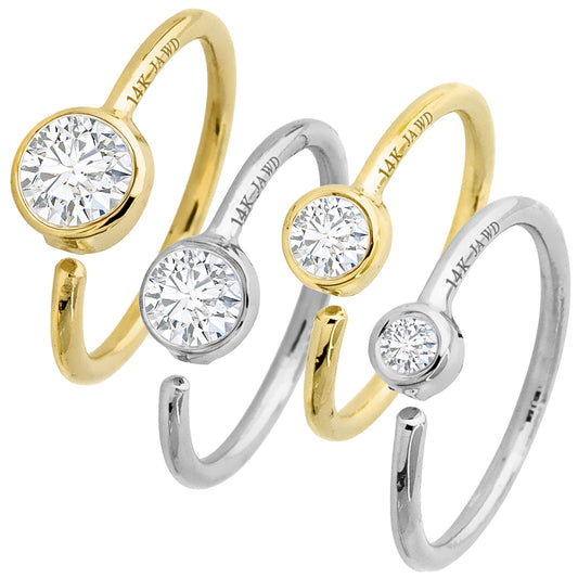 Jewelry Avalanche 20G 14K Gold Diamond Nose Hoop Ring, Bezel Set, 8mm Twist-open