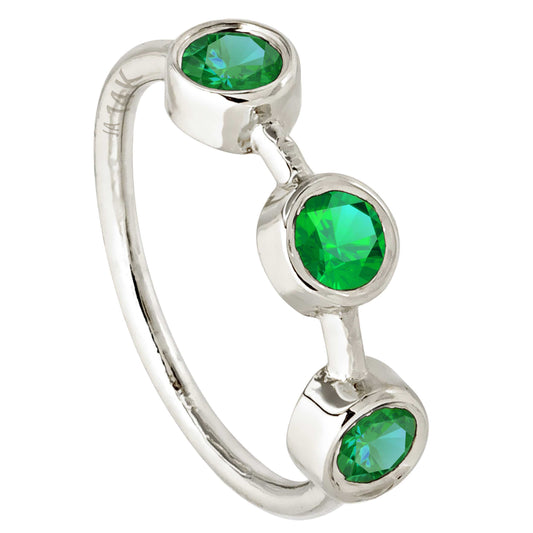 Jewelry Avalanche 20G 14K Gold 3-stone Bezel Set Emerald Nose Hoop, 8mm, May Birthstone
