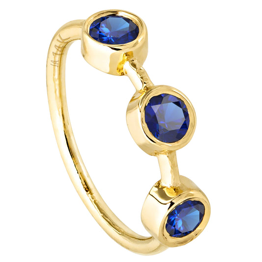 Jewelry Avalanche 14K Gold 3-stone Blue Sapphire Nose Hoop Ring, 8mm, Bezel Set, 20G