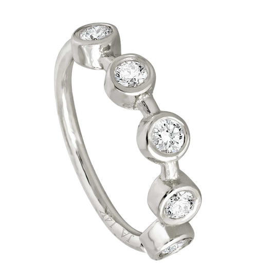 Jewelry Avalanche 14K Gold 5-stone Bezel set Diamond Nose Hoop, 8mm, 20G Nose Ring