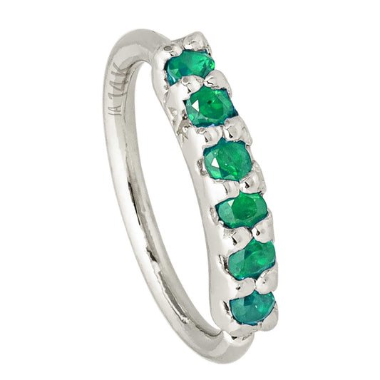 Jewelry Avalanche Unisex 20G 14K Gold Emerald Nose Hoop, 6mm(1/4") Nose Ring