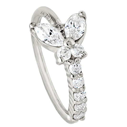 Jewelry Avalanche 14K Gold Butterfly Diamond Nose Hoop Ring, 20G 8mm Twist-open Nose Ring
