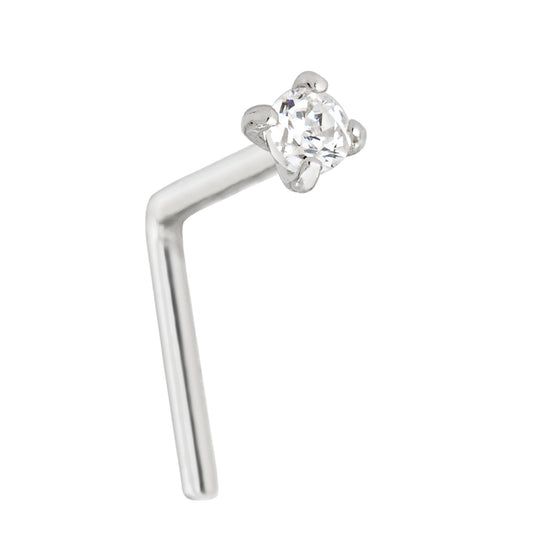 Jewelry Avalanche 1.5mm-3mm CZ Solid 22G 14K Gold L-shape Nose Stud