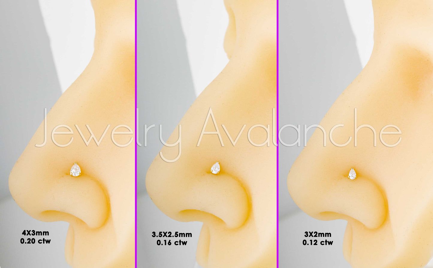 Jewelry Avalanche 22G 14K Gold Pear-shape Moissanite Nose Screw Nose Stud