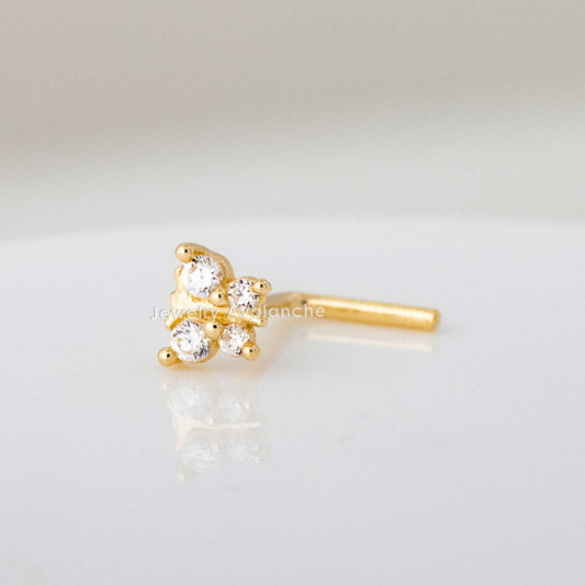 Jewelry Avalanche 20G 14K Yellow Gold Butterfly L-Shape Nose Ring Stud