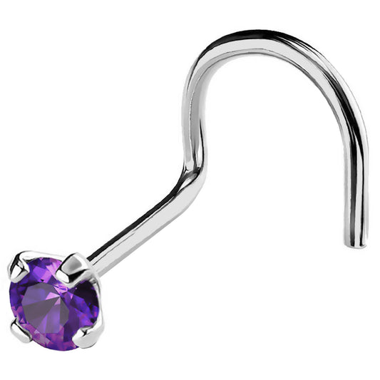 Jewelry Avalanche 22G 14K Gold Nose Screw Nose Stud with Amethyst Gemstone