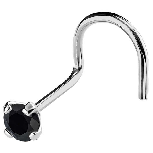 Jewelry Avalanche 22G 14K Gold Nose Screw Nose Stud with Black Diamond