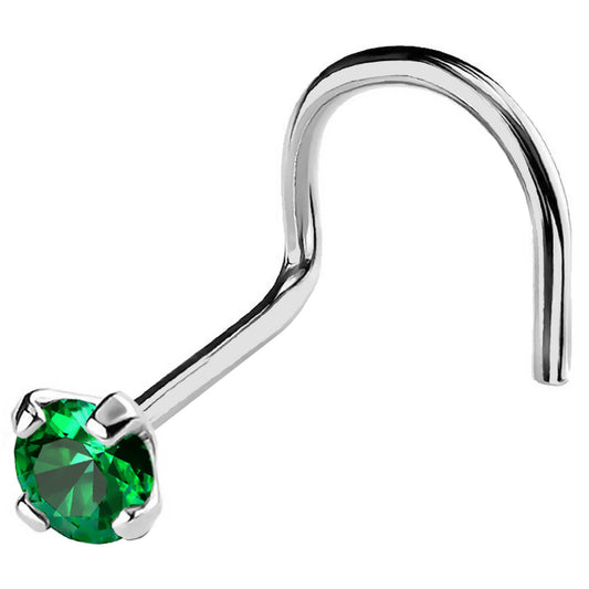 Jewelry Avalanche 22G 14K Gold Nose Screw Nose Stud with Emerald Gemstone