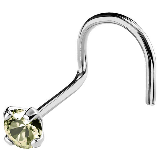 Jewelry Avalanche 22G 14K Gold Nose Screw Nose Stud with Peridot Gemstone