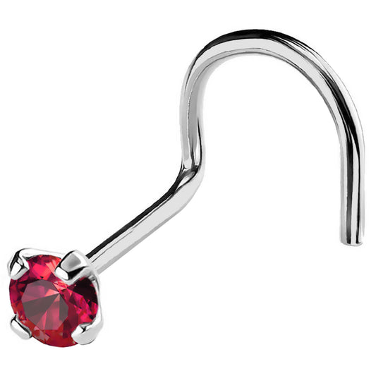 Jewelry Avalanche 22G 14K Gold Nose Screw Nose Stud with Ruby Gemstone