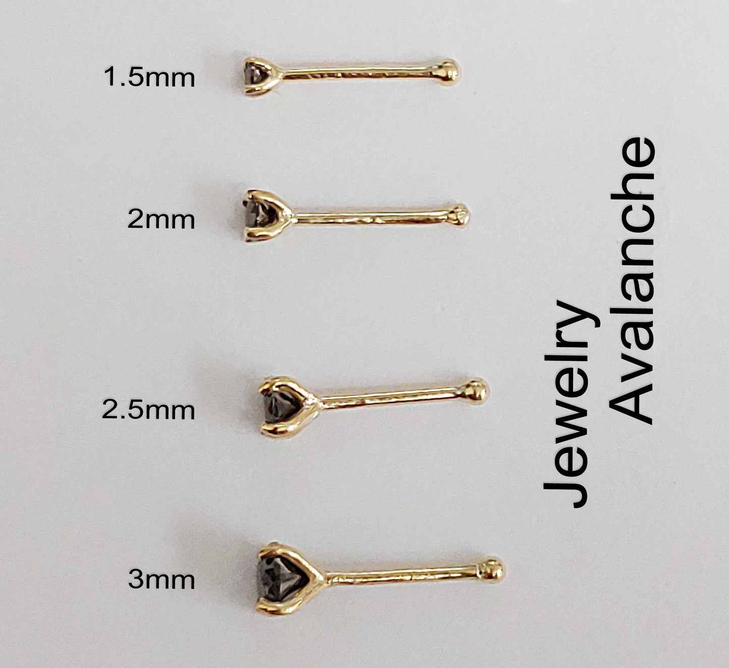 Jewelry Avalanche Black Moissanite 22G 14K Gold Ball-end Nose Stud