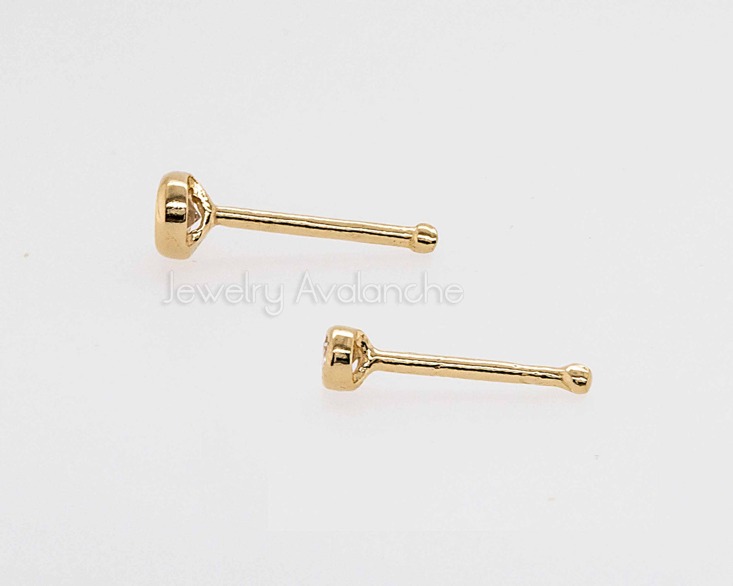 Jewelry Avalanche 22G 14K Yellow Gold Bezel-set CZ Nose Bone Nose Ring Stud