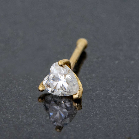Jewelry Avalanche 22G 14K Gold Heart-shape Moissanite Nose Bone Nose Stud