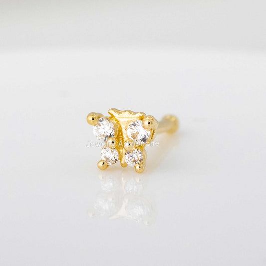Jewelry Avalanche 20G 14K Yellow Gold Butterfly Nose Bone Nose Ring Stud