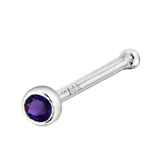 Jewelry Avalanche 22G 14K Gold Bezel-set Amethyst Ball-end Nose Stud