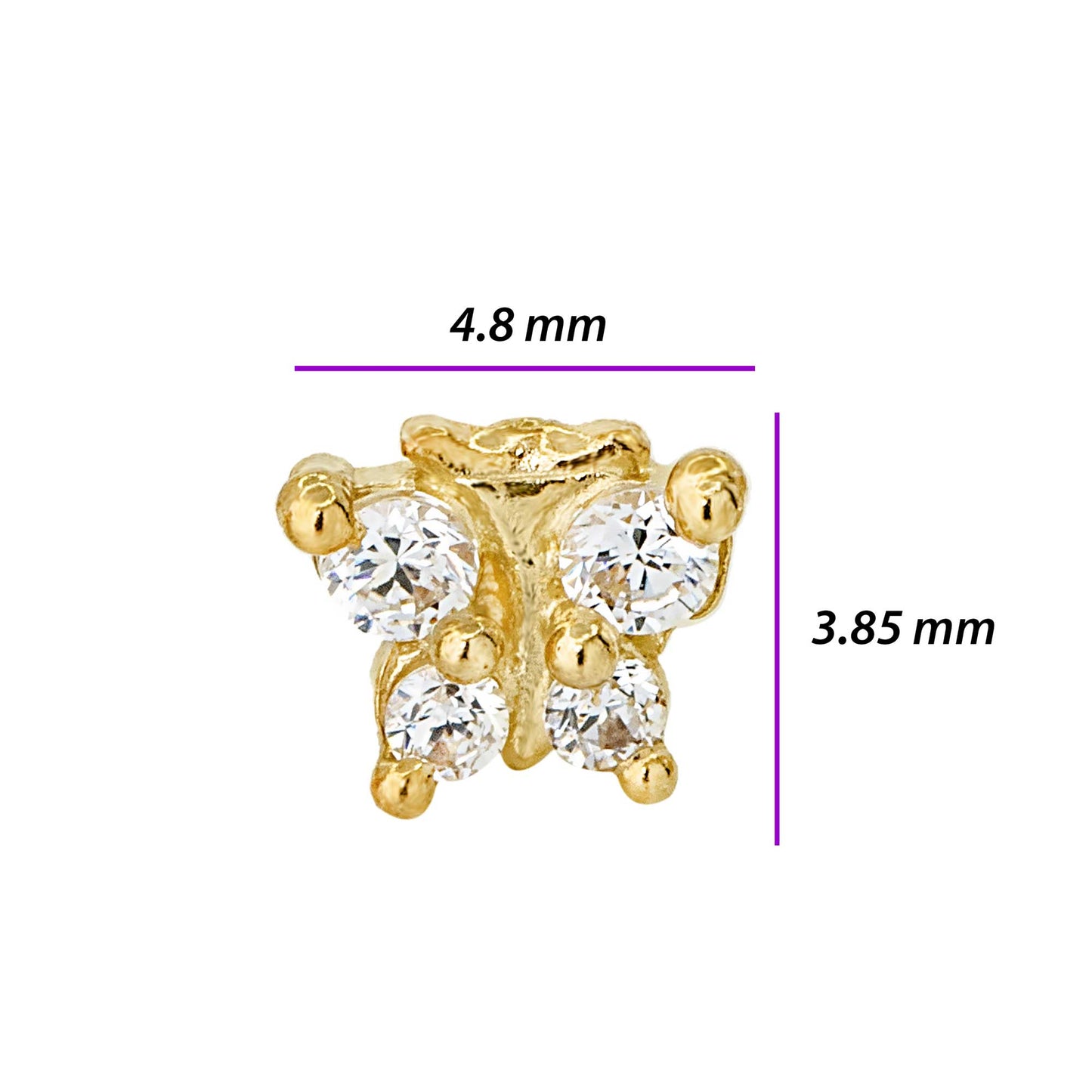 Jewelry Avalanche 20G 14K Yellow Gold Butterfly Nose Screw Nose Ring Stud