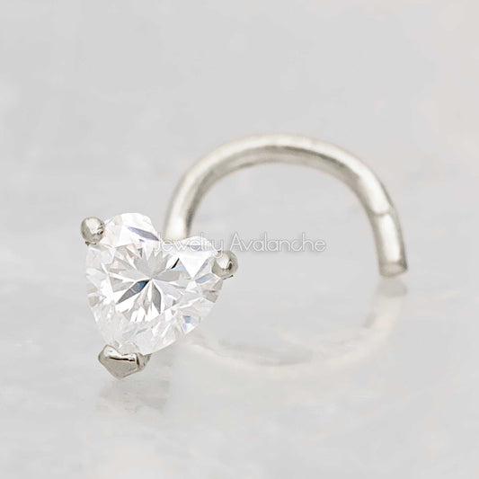 Jewelry Avalanche 22G 14K Gold Heart-shape Moissanite Nose Screw Nose Stud