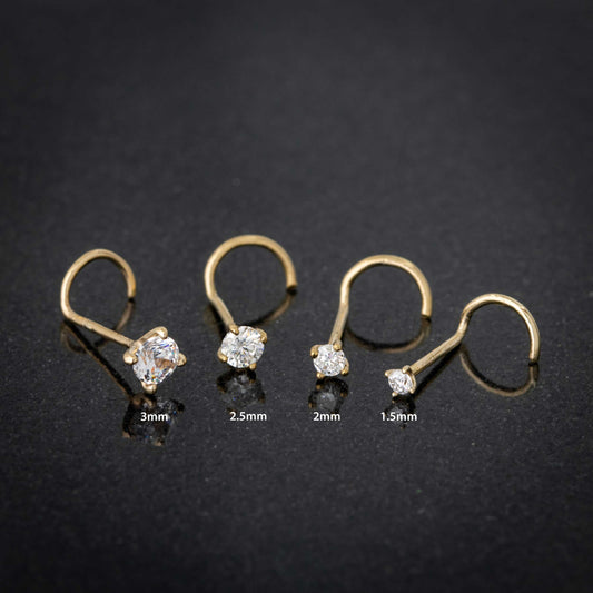Jewelry Avalanche 22G 14K Gold Nose Screw Nose Stud with Moissanite