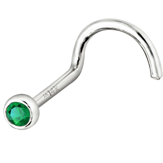 Jewelry Avalanche 22G 14K Gold Bezel-set Emerald Nose Screw Nose Stud