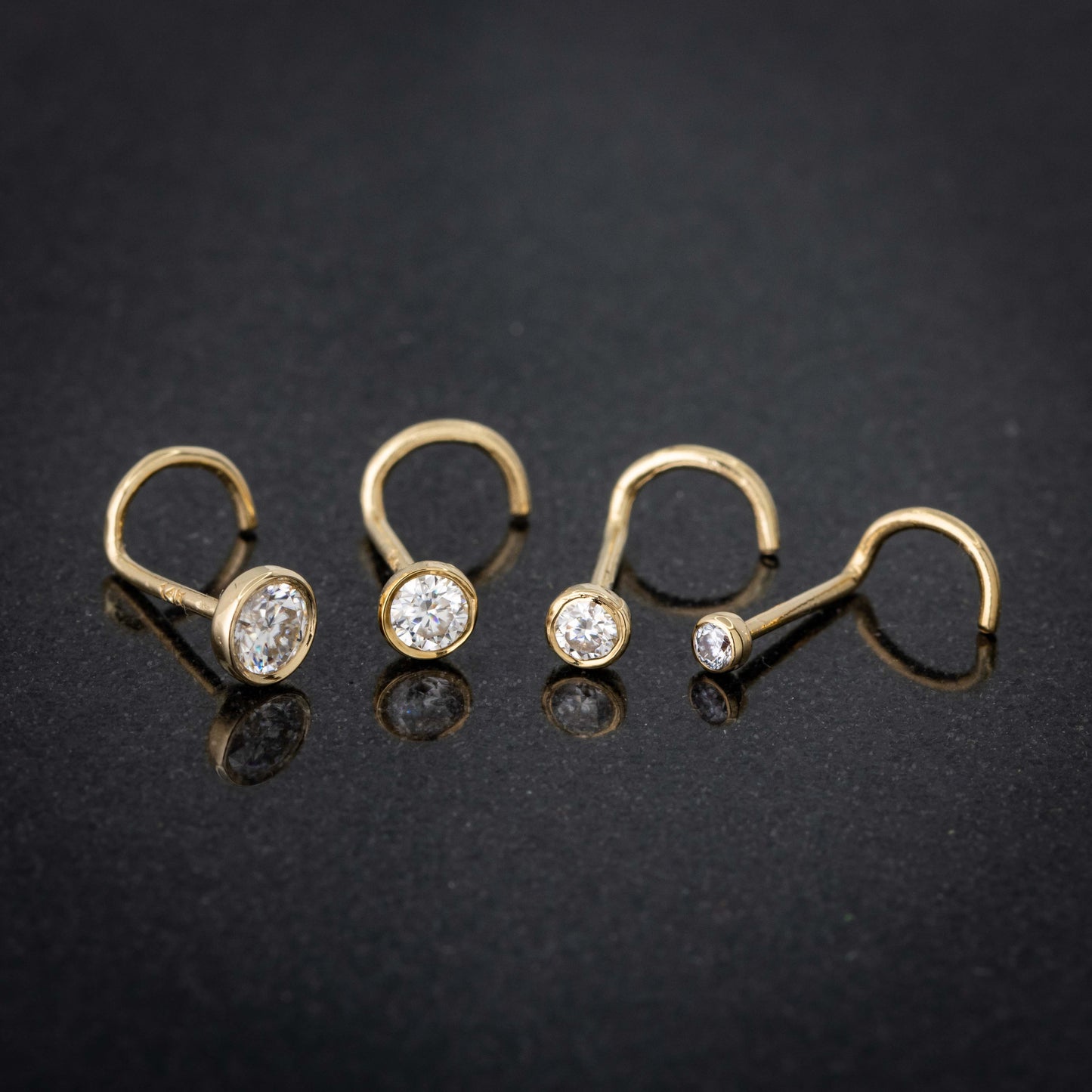 Jewelry Avalanche 22G 14K Gold Bezel-set Moissanite Nose Screw Nose Stud