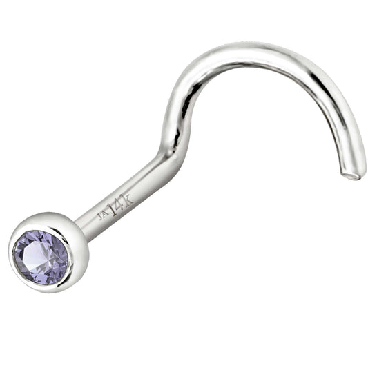 Jewelry Avalanche 22G 14K Gold Bezel-set Tanzanite Nose Screw Nose Stud