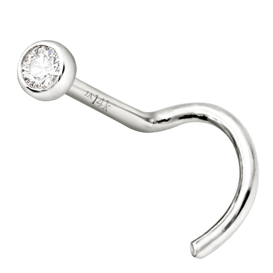Jewelry Avalanche 22G 14K Gold Bezel-set Diamond Nose Screw Nose Stud