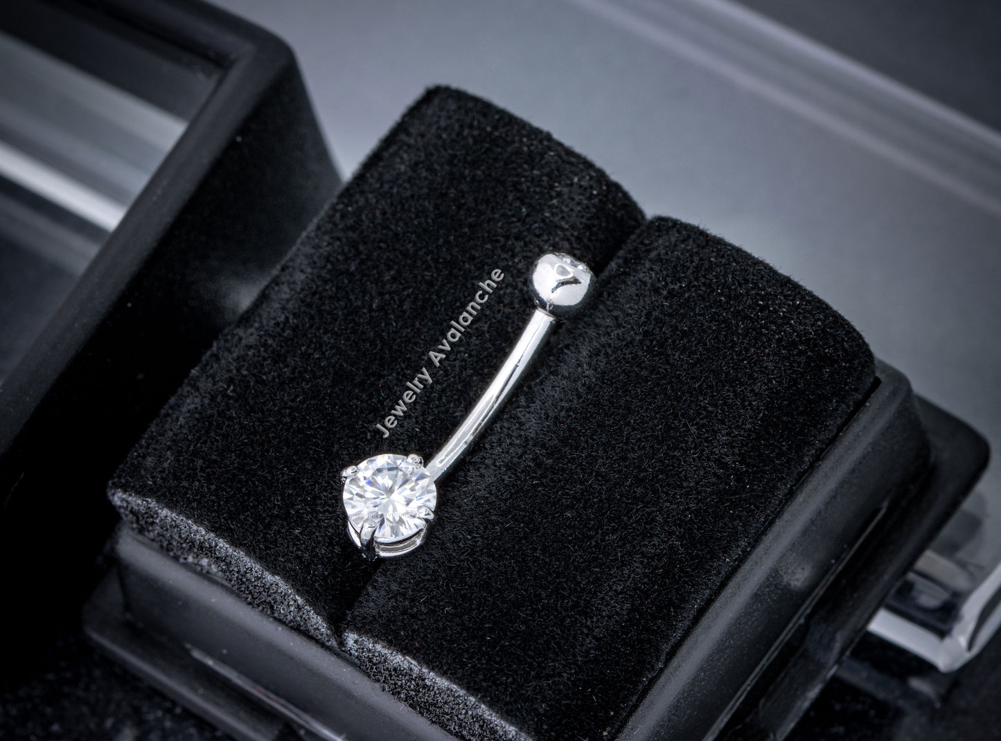 Jewelry Avalanche 14K Gold Belly Button Ring 0.57 ctw. Moissanite 14G Barbell Navel Ring