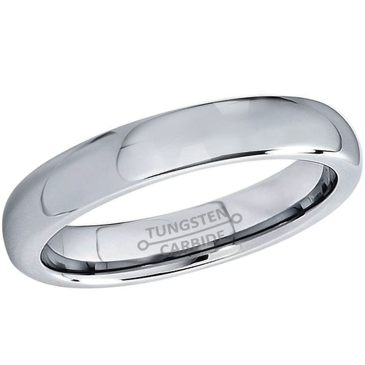 Jewelry Avalanche Polished Shiny Dome Tungsten Carbide Wedding Band, Comfort-fit, 4mm