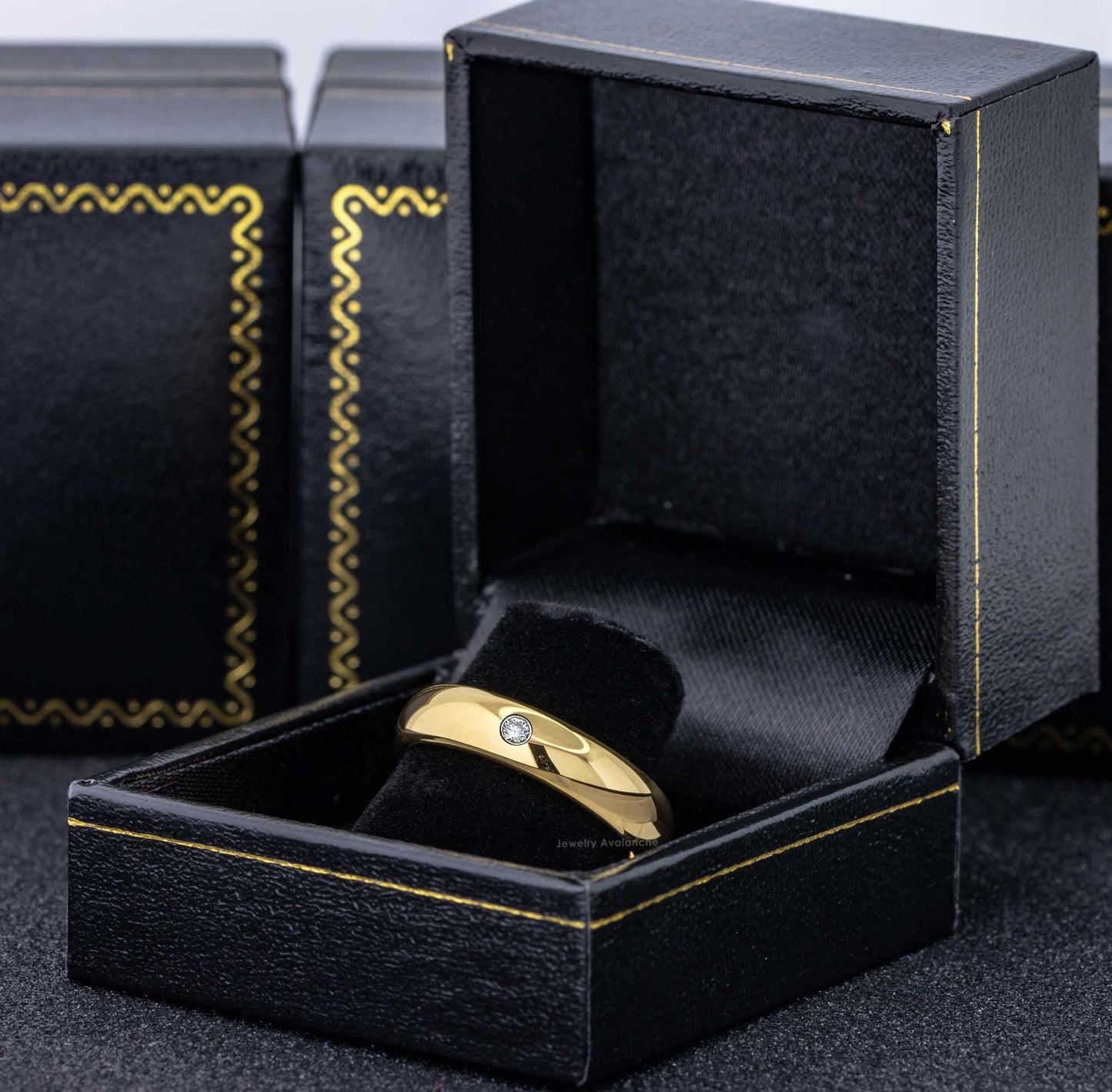 Jewelry Avalanche 5mm Dome Gold Tungsten Diamond Wedding Band Men Women