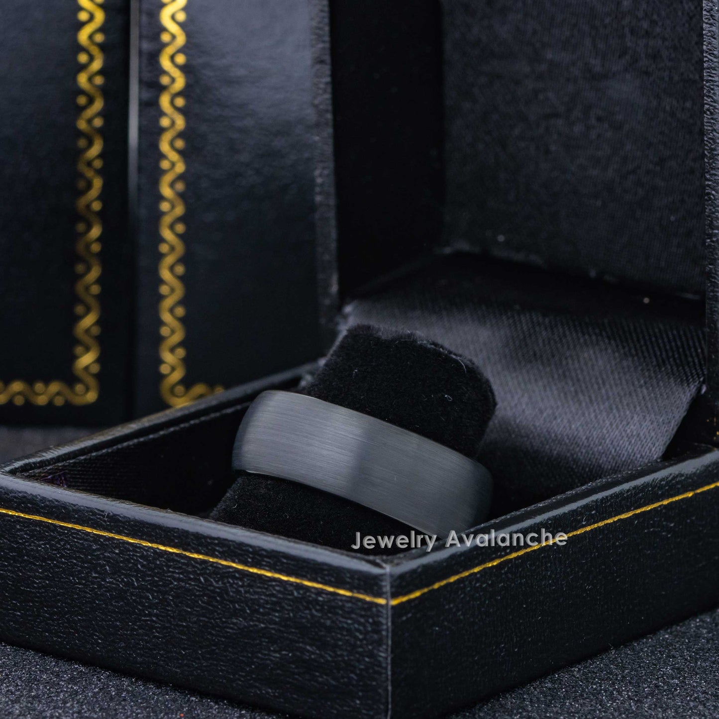 Jewelry Avalanche Black Brushed Finish Dome Tungsten Carbide Wedding Band, Comfort-fit, 8mm