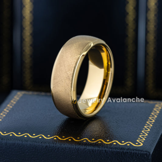 Jewelry Avalanche 8mm Domed Gold IP Florentine Finish Tungsten Carbide Mens Wedding Band