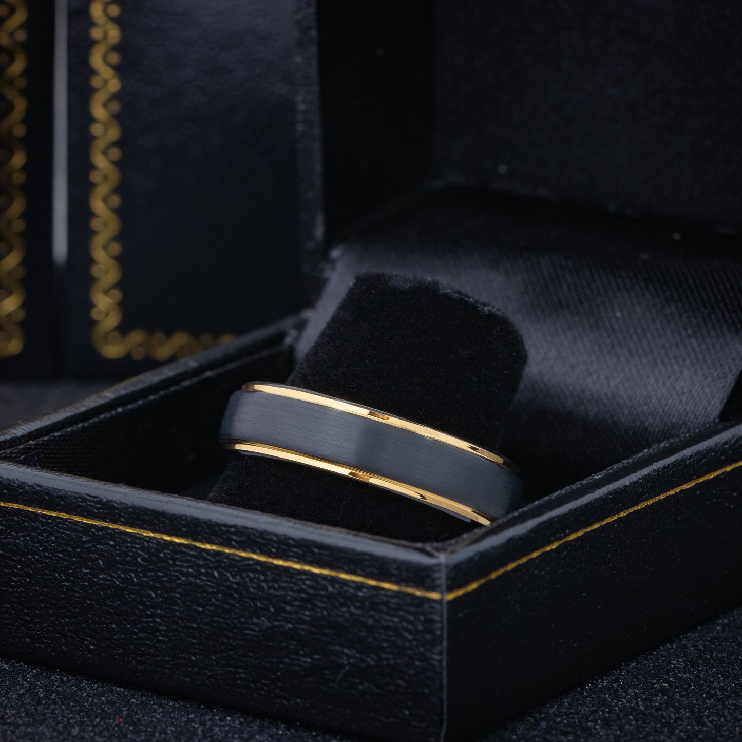 Jewelry Avalanche 6mm Stepped Black & Gold IP Tungsten Carbide Men Women Wedding Band