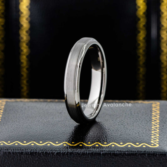 Jewelry Avalanche 4mm Gunmetal Dark-gray Tungsten Carbide Wedding Band, Comfort-fit